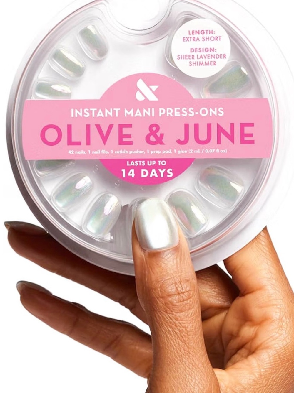 Olive & June Sheer Lavender Shimmer Press-On Nails - Iridescence Lasts 14 days